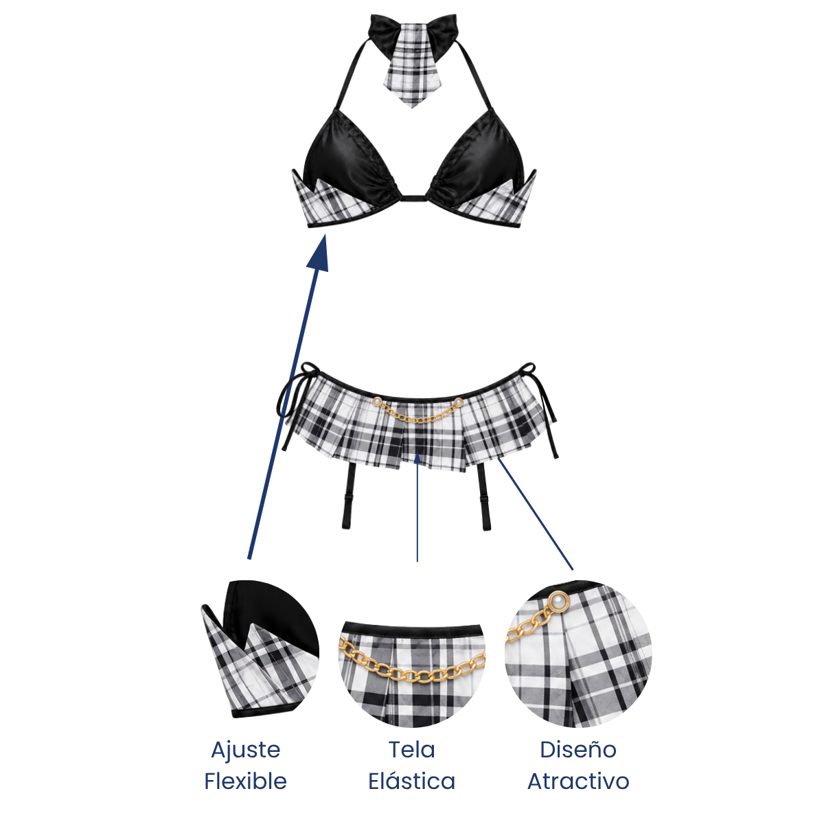 Baby doll disfraz colegiala mini unitalla