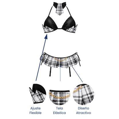 Baby doll disfraz colegiala mini unitalla