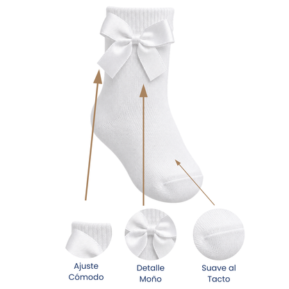 Tobillera blanca moño unisex Leydi paquete de 12