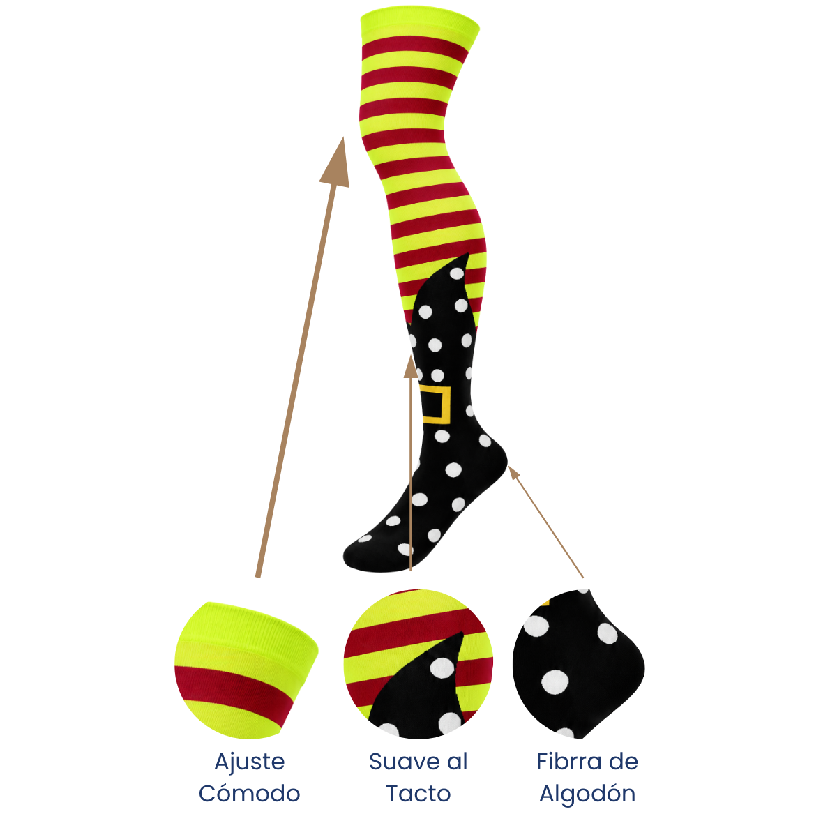 Calceta medieta botas de bruja unitalla Leka