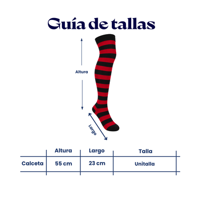 Calceta medieta rayada rojo con negro unitalla Leka