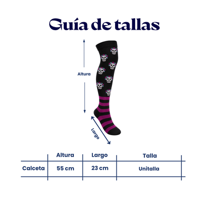 Calceta medieta halloween catrina calavera unitalla Camila