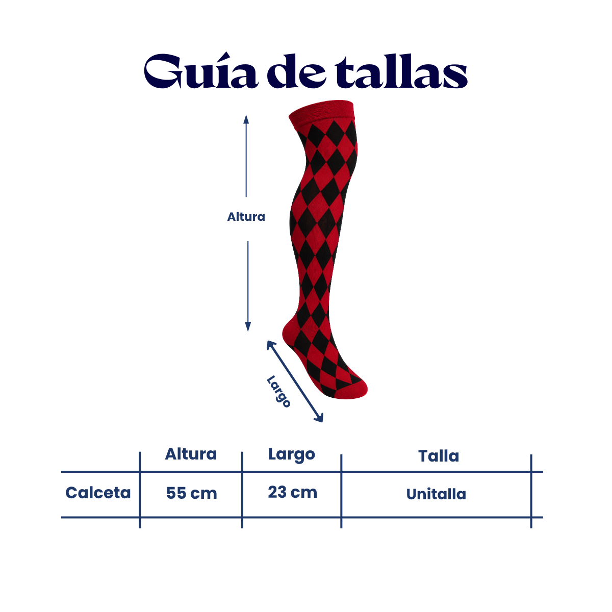 Calceta medieta halloween arlequín roja unitalla Camila