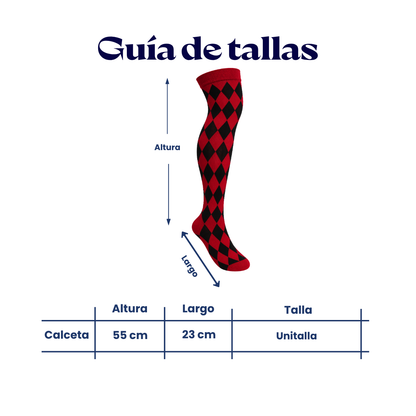 Calceta medieta halloween arlequín roja unitalla Camila