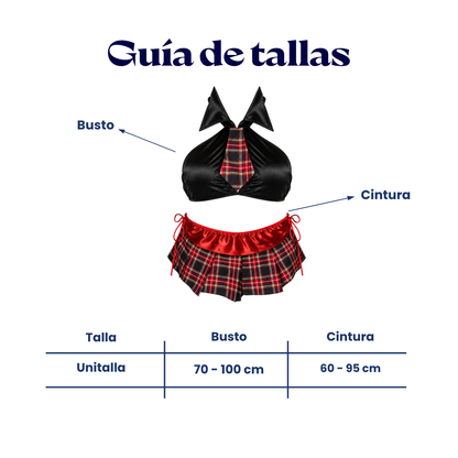 Baby doll disfraz colegiala top unitalla dama
