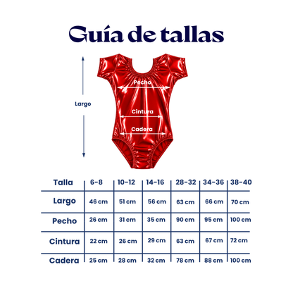 Leotardo metálico manga corta varias tallas