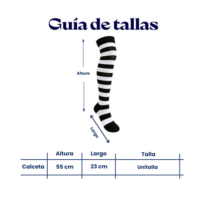 Calceta medieta rayada blanca con negro unitalla Leka