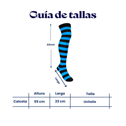 Calceta medieta rayada azul con negro unitalla Leka