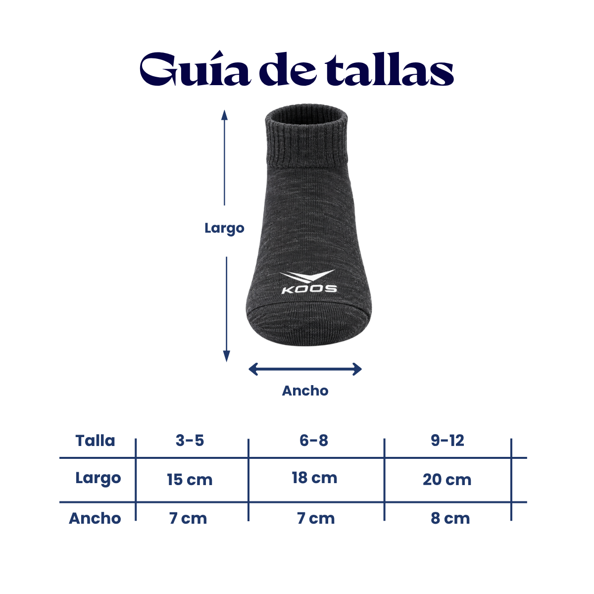 Tin largo liso media felpa infantil Koos paquete de 6