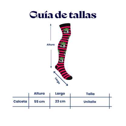 Calceta medieta halloween rayada con calaveras unitalla Leka