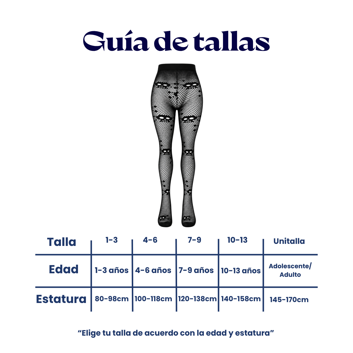 Malla de red con calaca varias tallas Angie