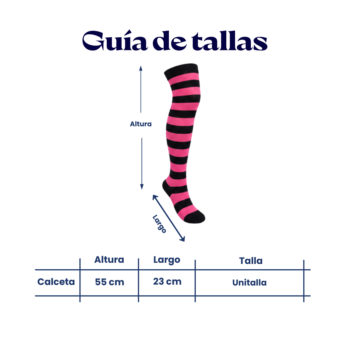 Calceta medieta halloween rayas rosa negro unitalla Camila