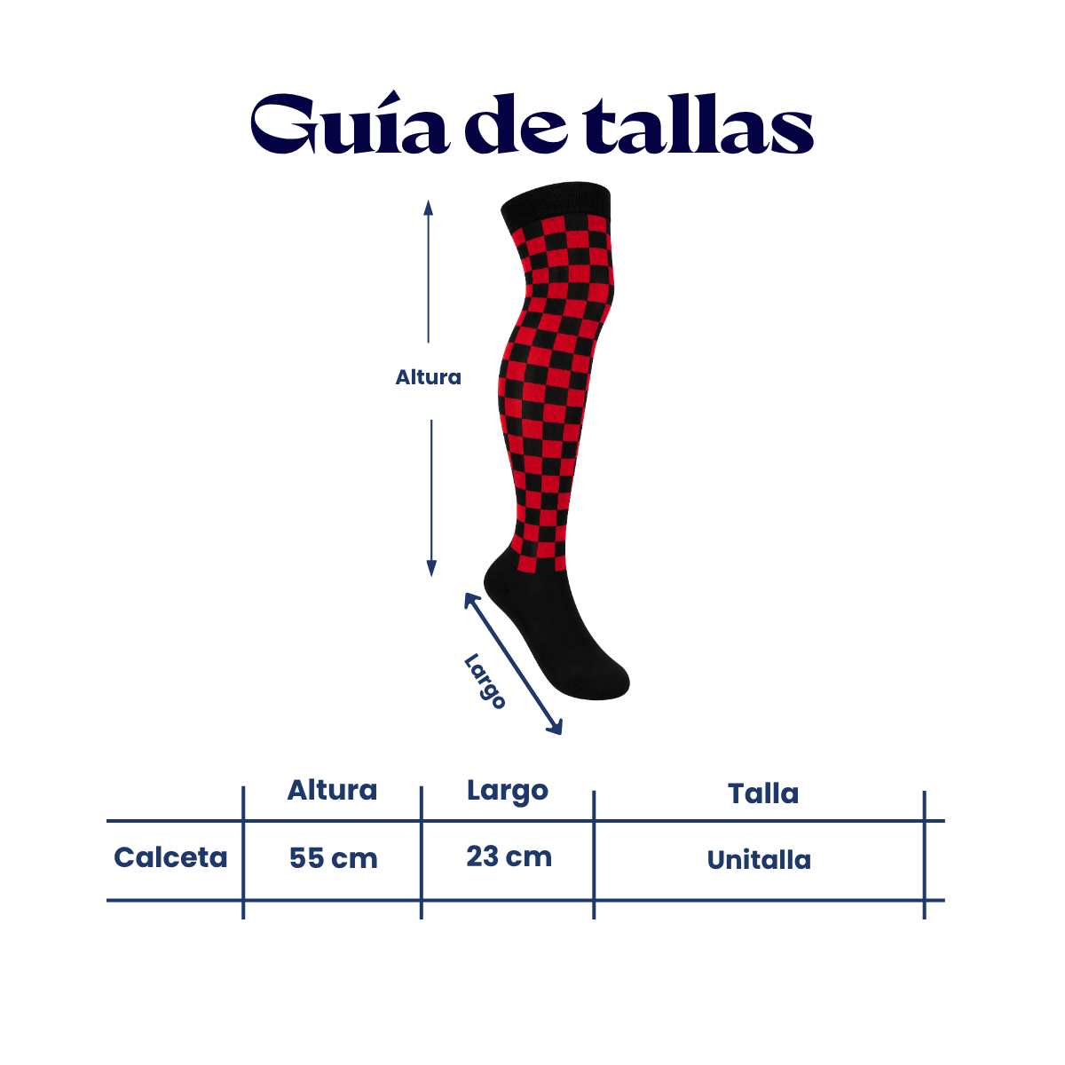 Calceta medieta cuadros rojo con negro unitalla Leka