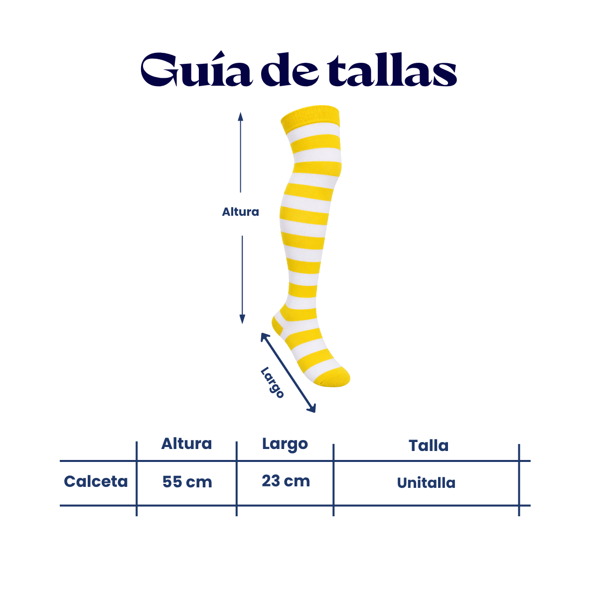 Calceta medieta rayada amarillo con blanco unitalla Leka
