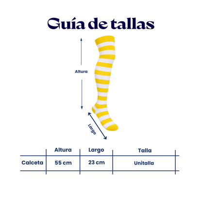 Calceta medieta rayada amarillo con blanco unitalla Leka