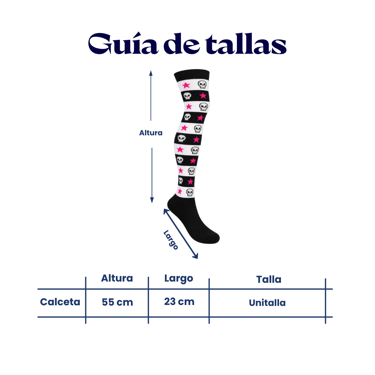 Calceta medieta halloween rayada calavera estrella unitalla Leka
