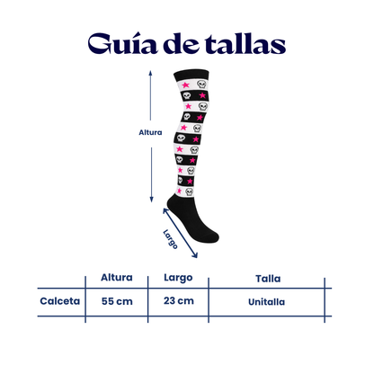 Calceta medieta halloween rayada calavera estrella unitalla Leka