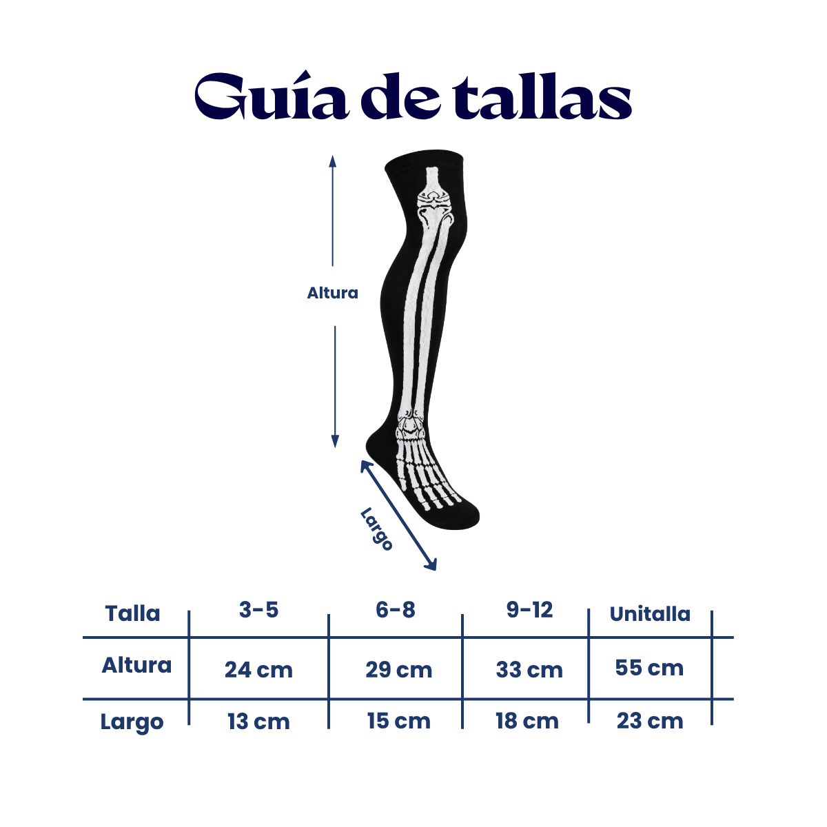 Calceta medieta de huesos blancos unisex Jandry