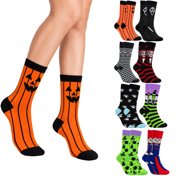 Calcetínes de Halloween diseños de terror surtidos unisex Oslo paquete de 12
