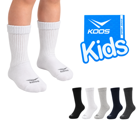 Calceta larga deportiva lisa media felpa infantil Koos paquete de 6