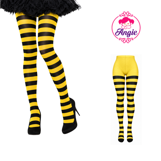 Malla de nylon rayada abeja amarillo con negro Angie