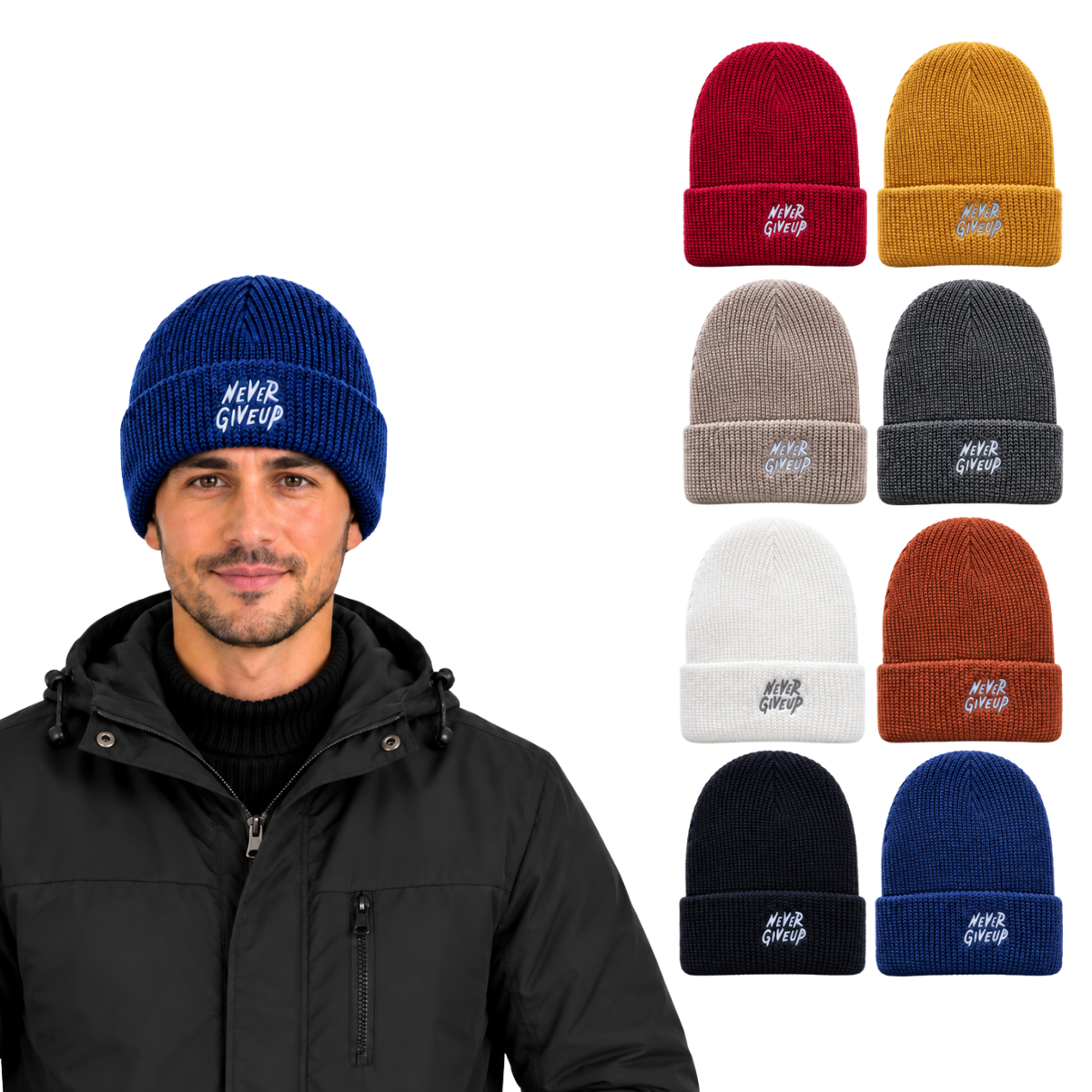 Gorro tejido acanalado surtido caballero Valiz paquete de 6