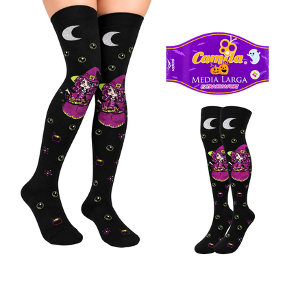 Calceta medieta halloween brujita con caldero unitalla Camila