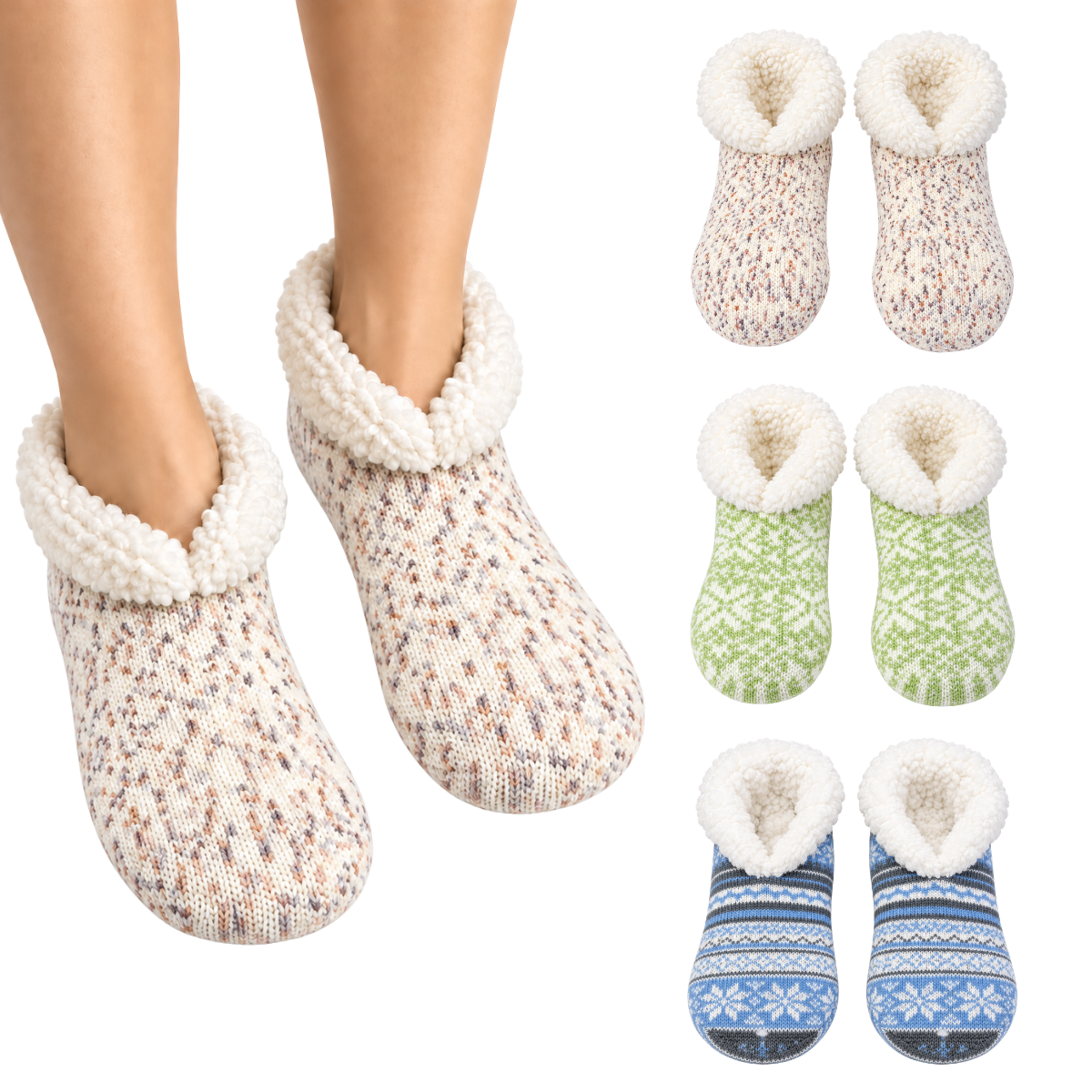 Pantufla tipo botín afelpada diseño nórdico unisex BBS
