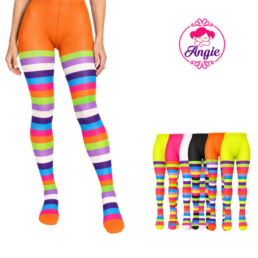 Mallas rayadas payaso surtidas varias tallas Angie paquete de 6