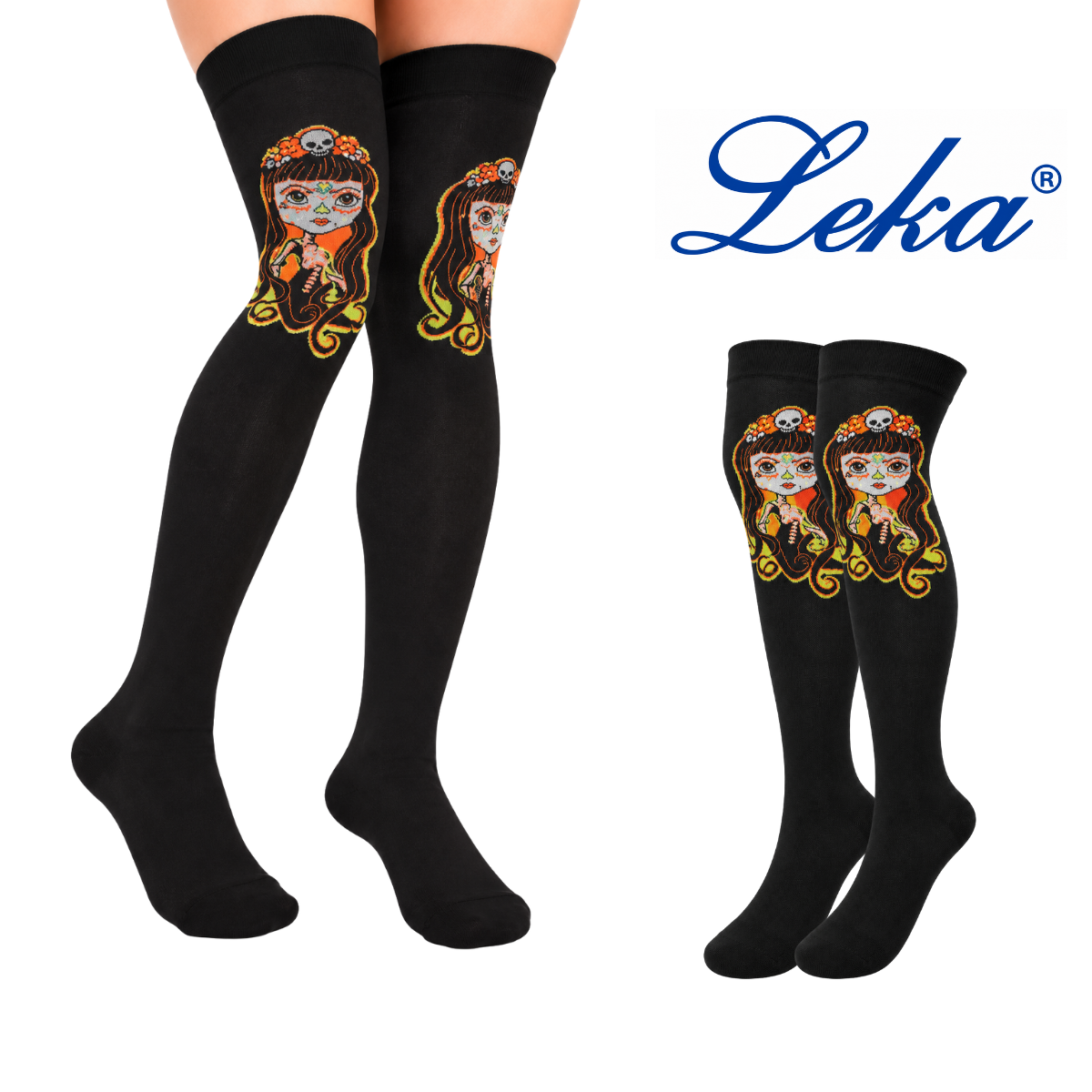 Calceta medieta catrina naranja unitalla Leka