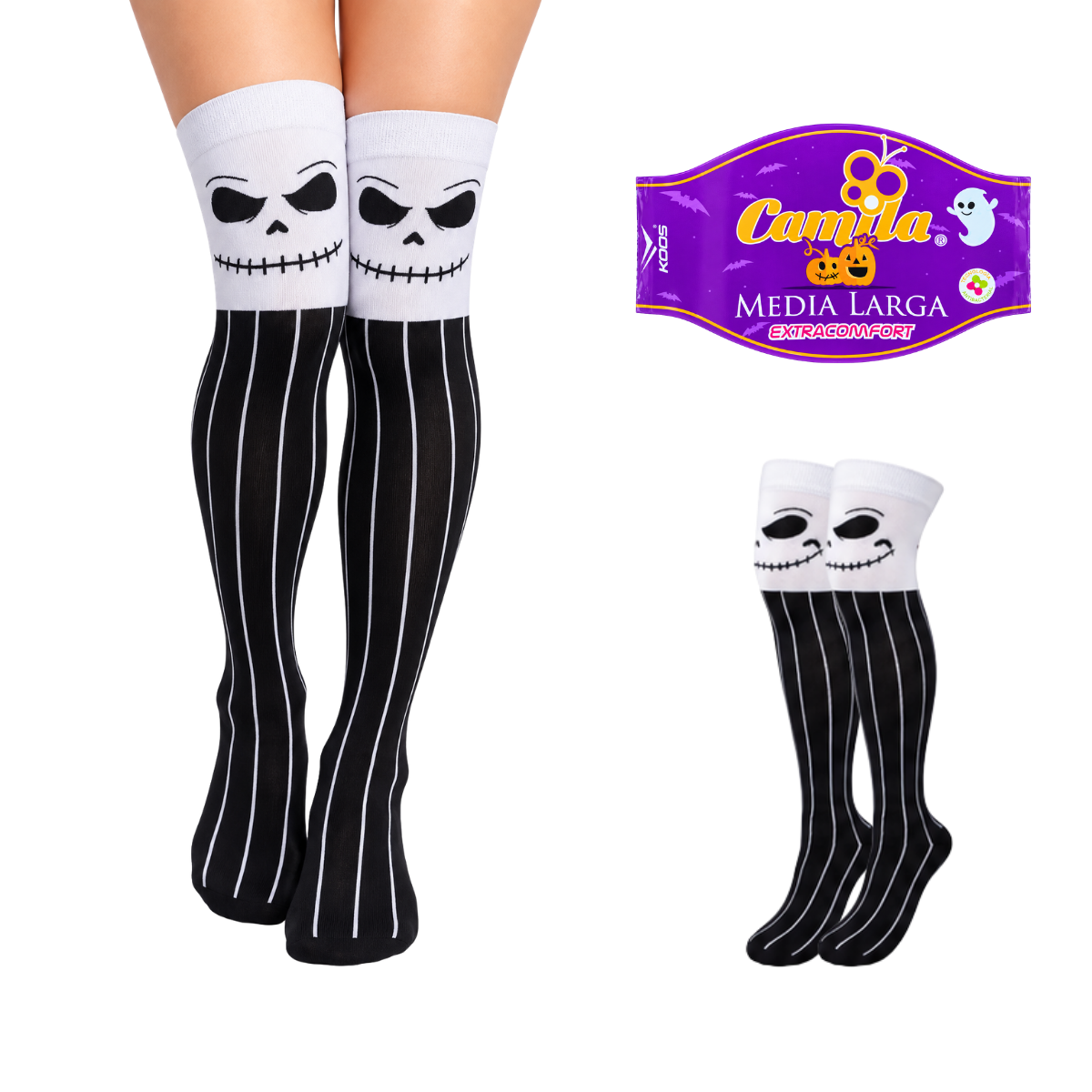 Calceta medieta halloween jack unitalla Camila