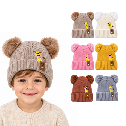 Gorro con doble pompón surtido infantil Valiz paquete de 6