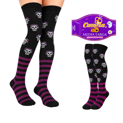 Calceta medieta halloween catrina calavera unitalla Camila