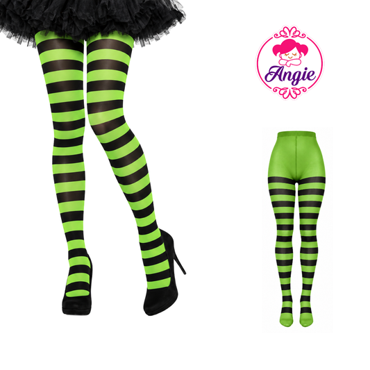 Malla de nylon rayada verde con negro Angie