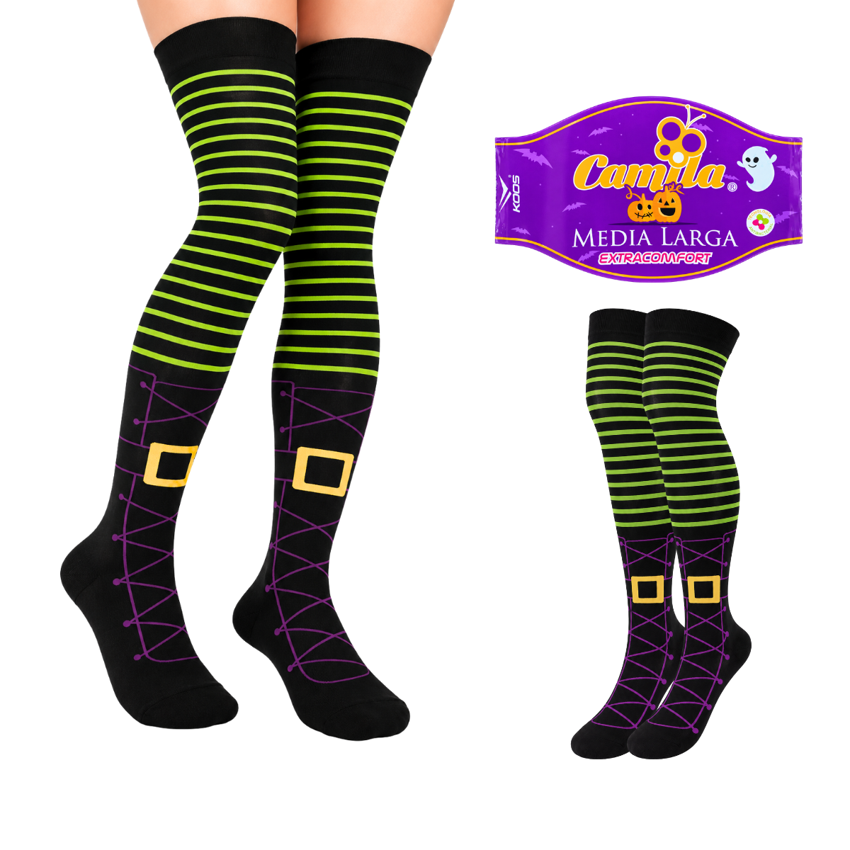 Calceta medieta halloween botas bruja unitalla Camila