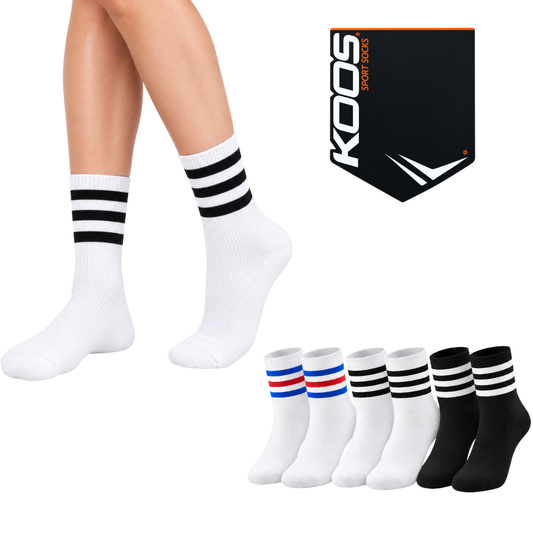 Calceta deportiva 3/4 con franjas de colores unitalla Koos paquete de 6