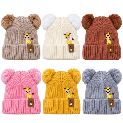 Gorro con doble pompón surtido infantil Valiz paquete de 6
