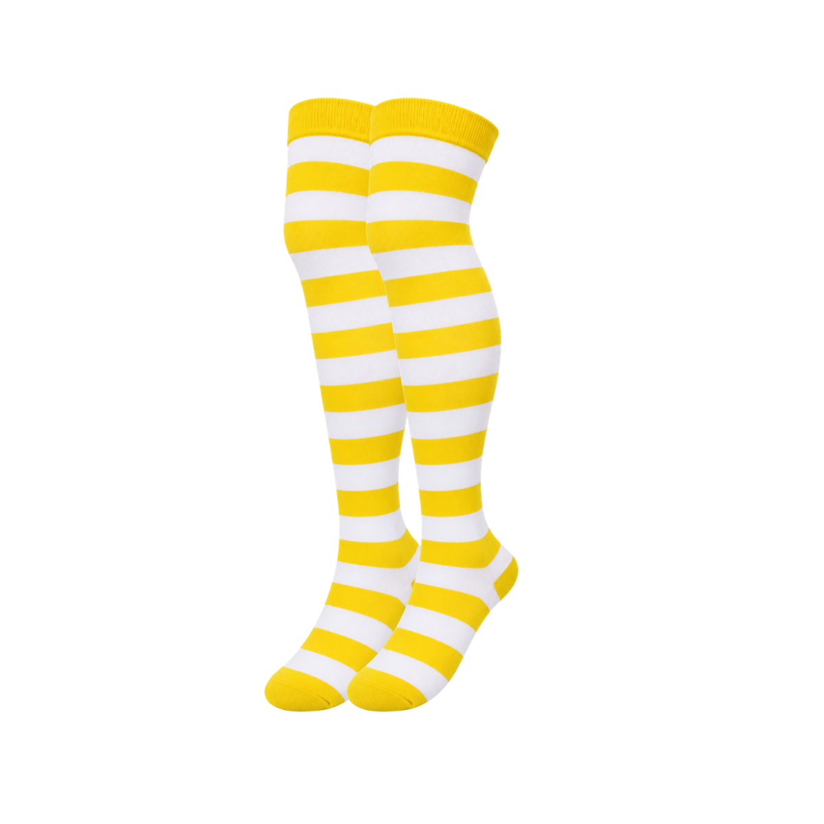 Calceta medieta rayada amarillo con blanco unitalla Leka
