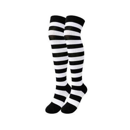 Calceta medieta rayada blanca con negro unitalla Leka