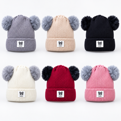 Gorro afelpado doble pompón surtido infantil Valiz paquete de 6