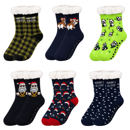 Calcetín con interior aborregado navideño surtido unisex BBS paquete de 6