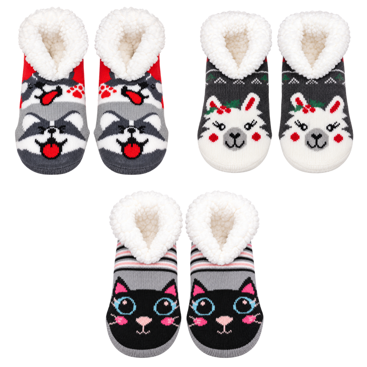 Pantufla tipo botín afelpada diseño animalitos unisex BBS