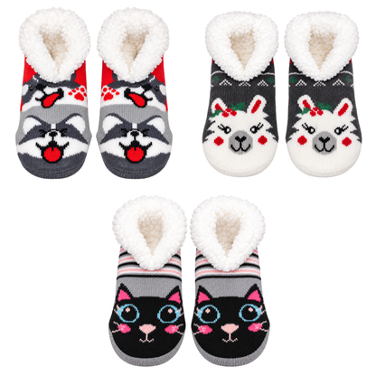 Pantufla tipo botín afelpada diseño animalitos unisex BBS