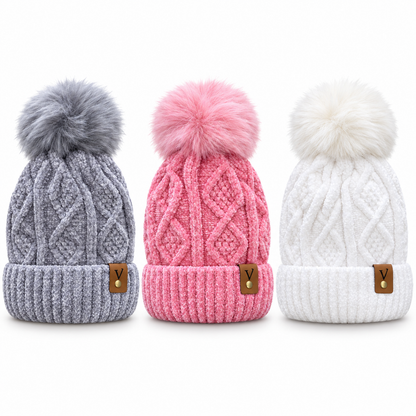 Gorro diseño trenzado surtido niña Valiz paquete de 6