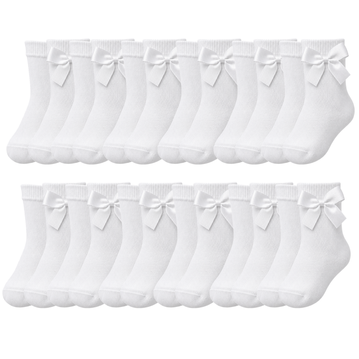 Tobillera blanca moño unisex Leydi paquete de 12