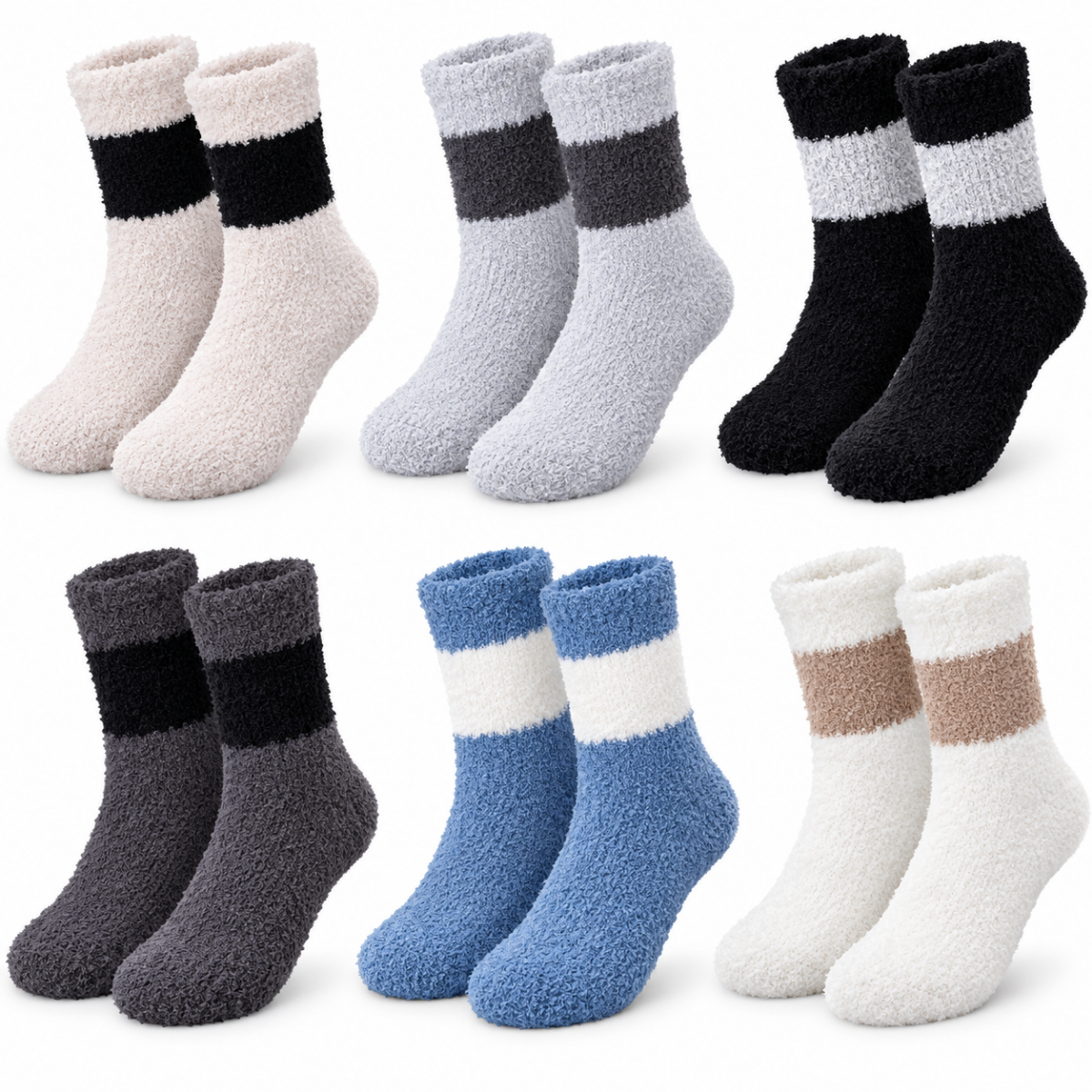 Calcetín afelpado surtido unisex Bbs paquete de 6