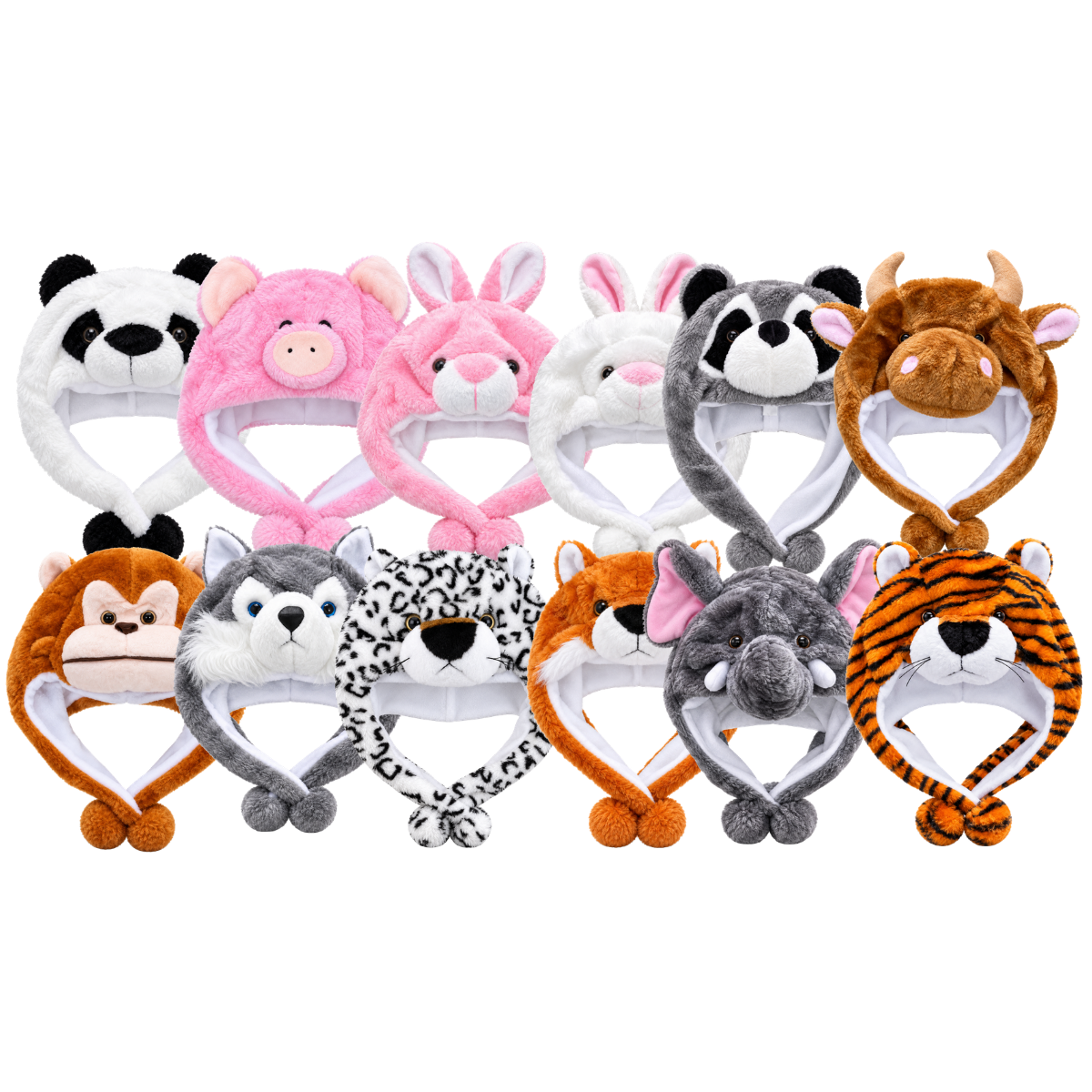 Gorro de animalito afelpado surtido infantil Valiz paquete de 6