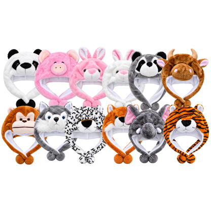 Gorro de animalito afelpado surtido infantil Valiz paquete de 6