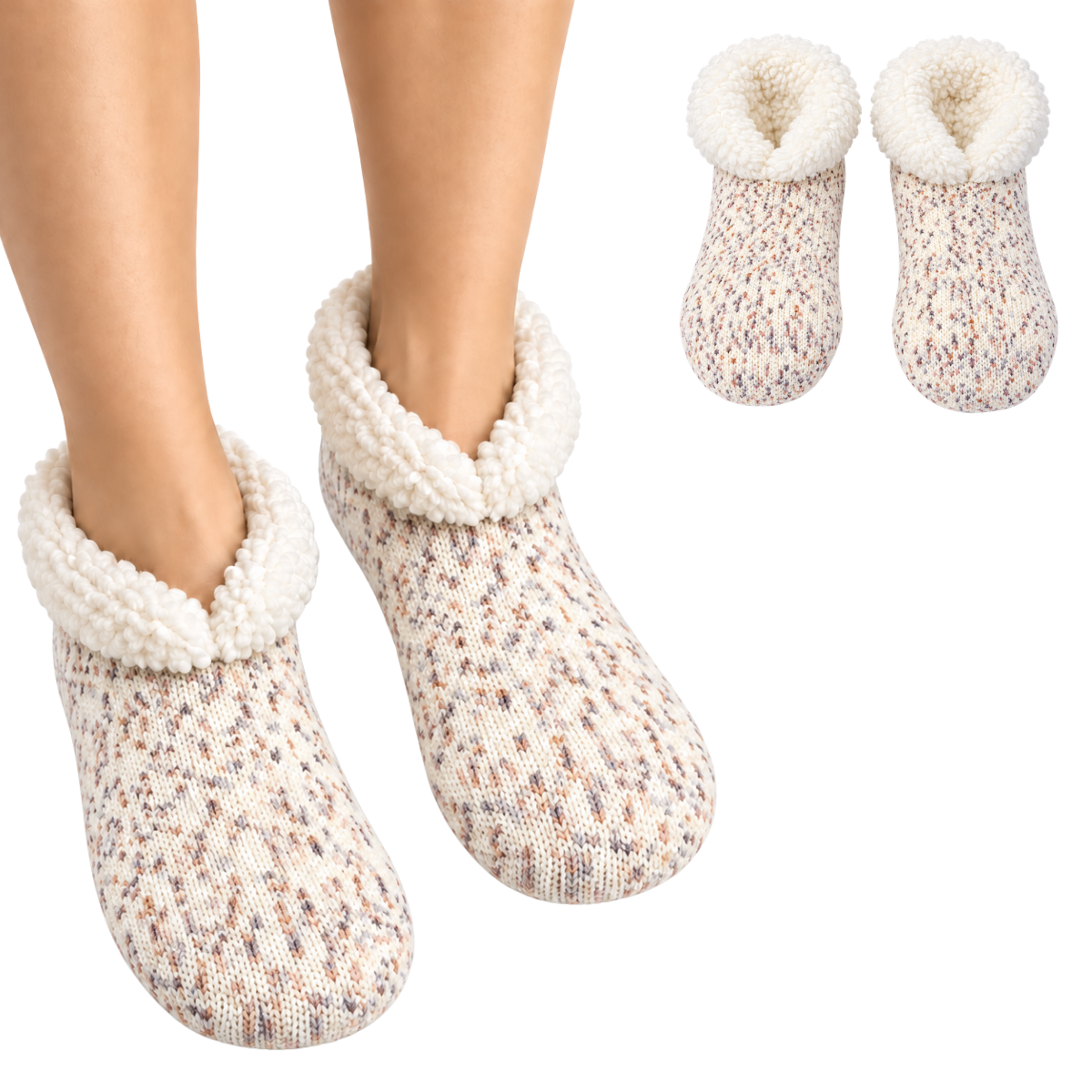Pantufla tipo botín afelpada diseño nórdico unisex BBS