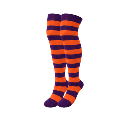 Calceta medieta halloween rayas morado naranja unitalla Camila